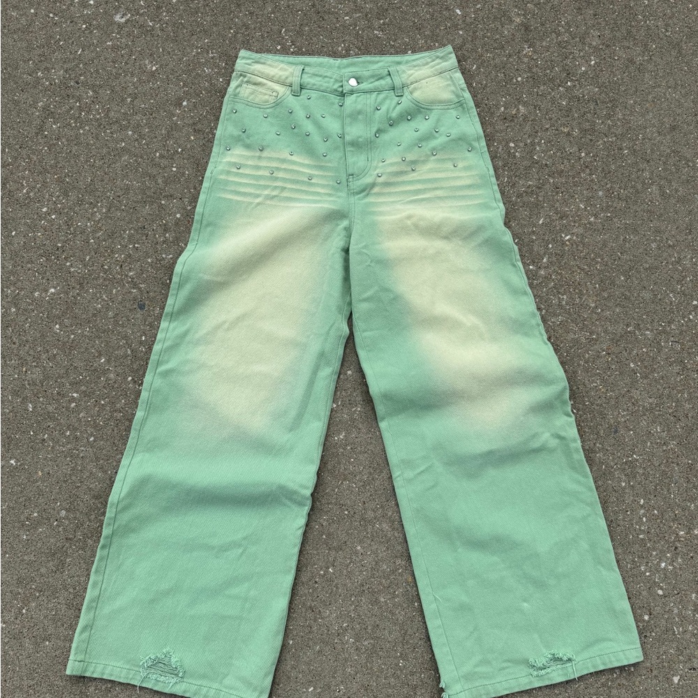 Men's Relaxed Fit Green Jeans